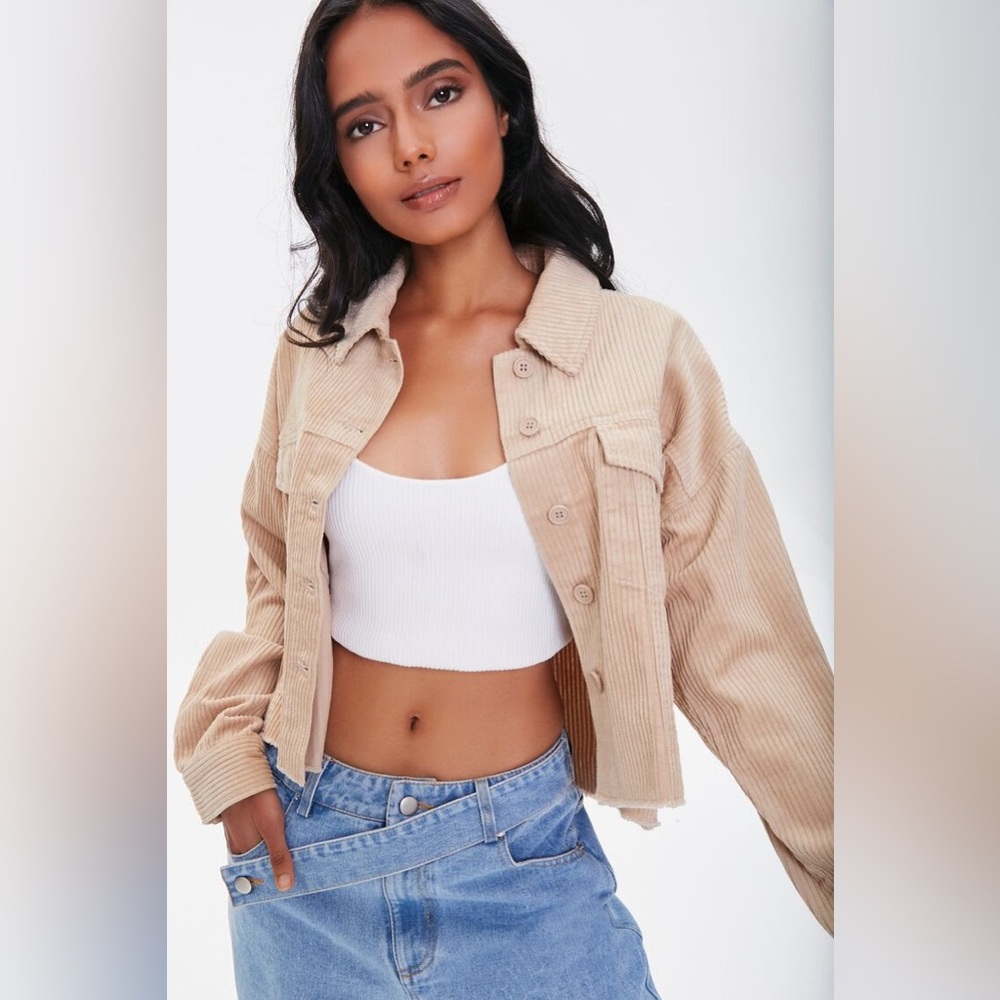 Cropped Corduroy Shacket